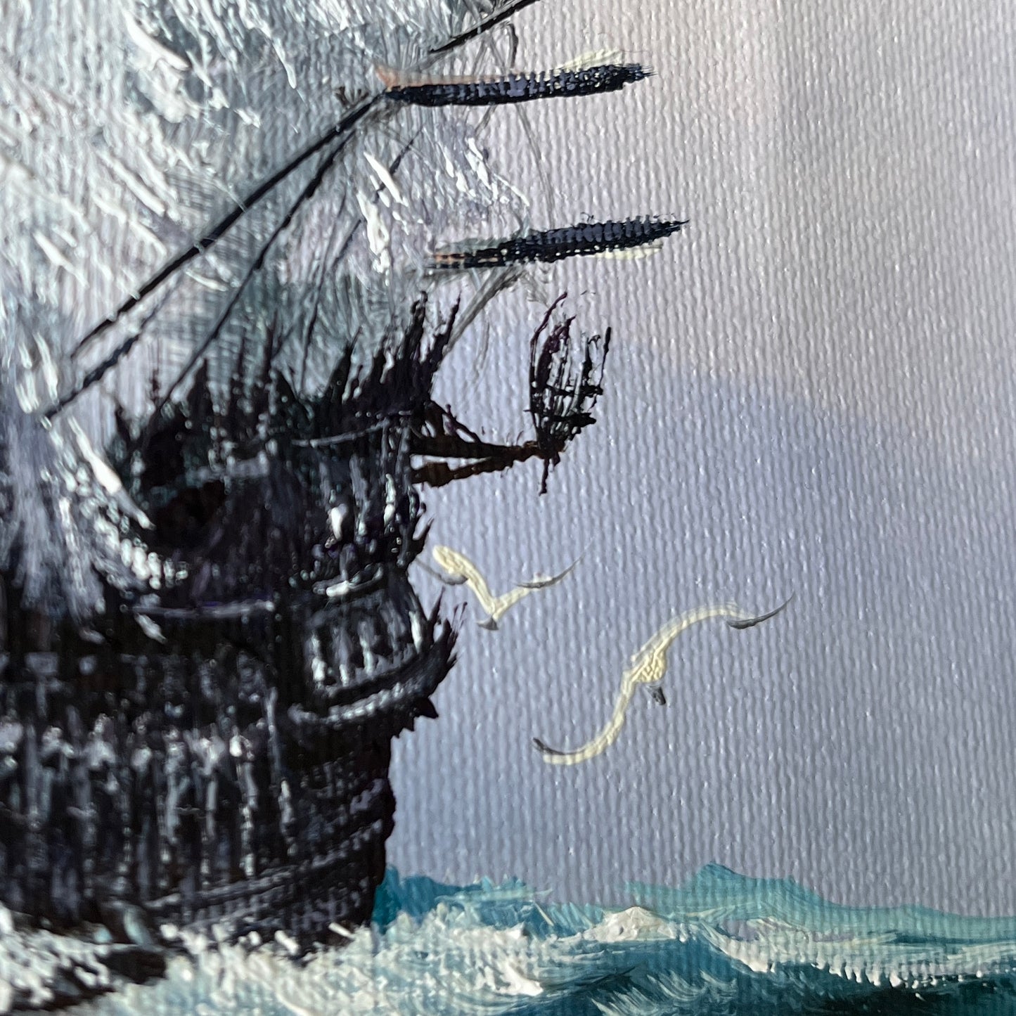 The Flying Dutchman, original upcycled vintage painting