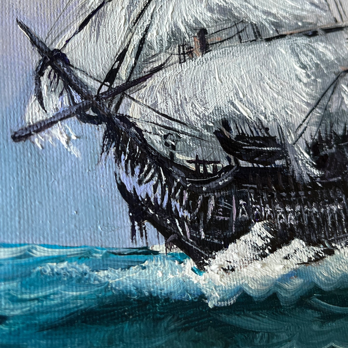 The Flying Dutchman, original upcycled vintage painting