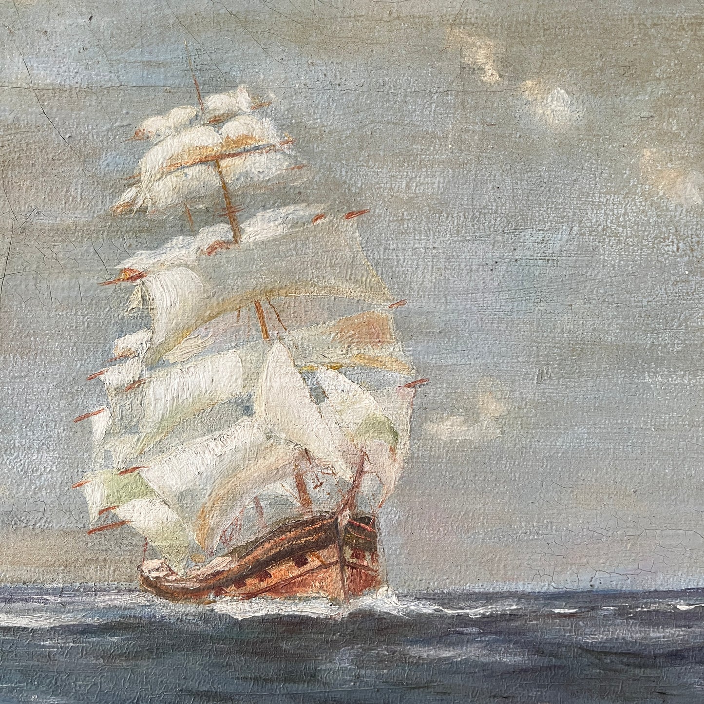 Antique Ship Painting by R. W. Taylor 1914