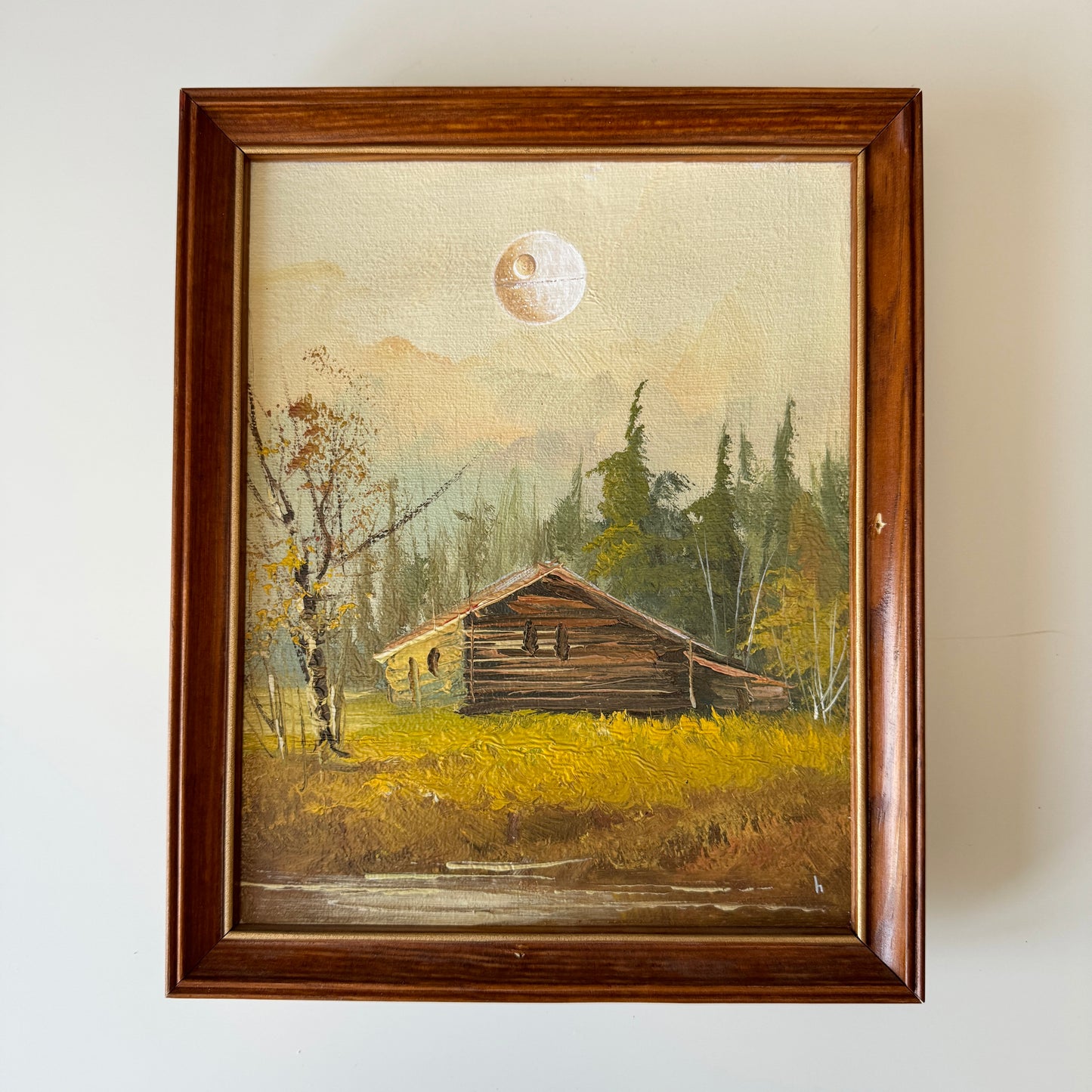 Autumn Full Moon - original upcycled vintage painting OOAK Show