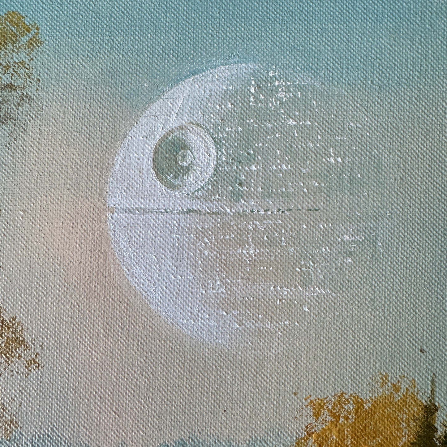 Winter Waning Gibbous Moon - original upcycled vintage painting OOAK Show