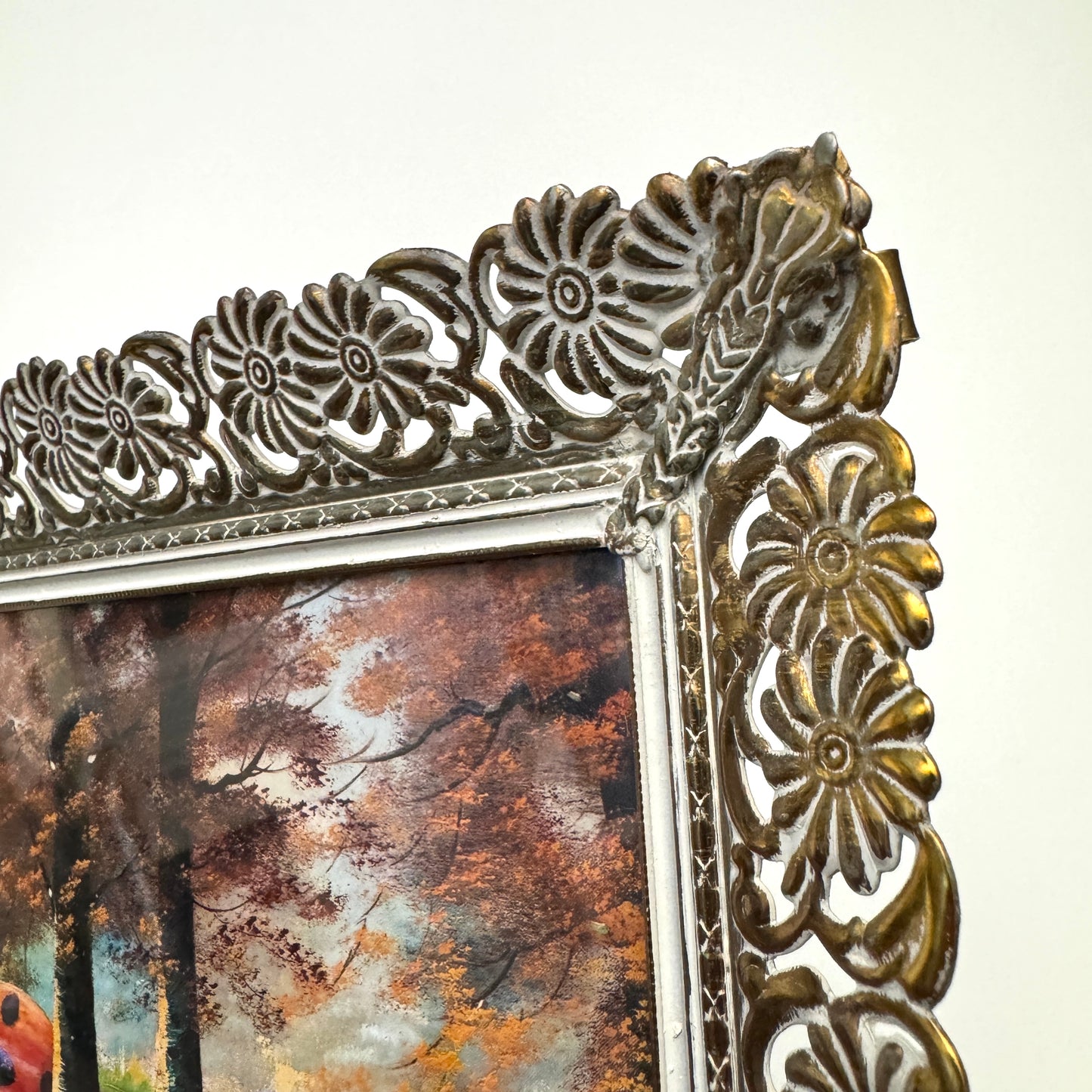 Into The Woods - PRINT in reclaimed brass daisy frame