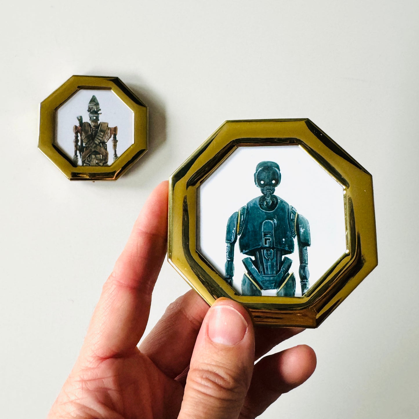 Portraits of Droids : IG-11 and K2-SO - PRINT in vintage brass frames