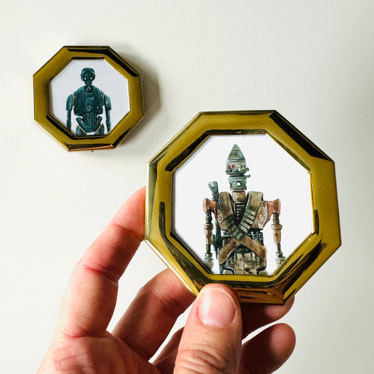 Portraits of Droids : IG-11 and K-2SO - PRINT in vintage brass frames