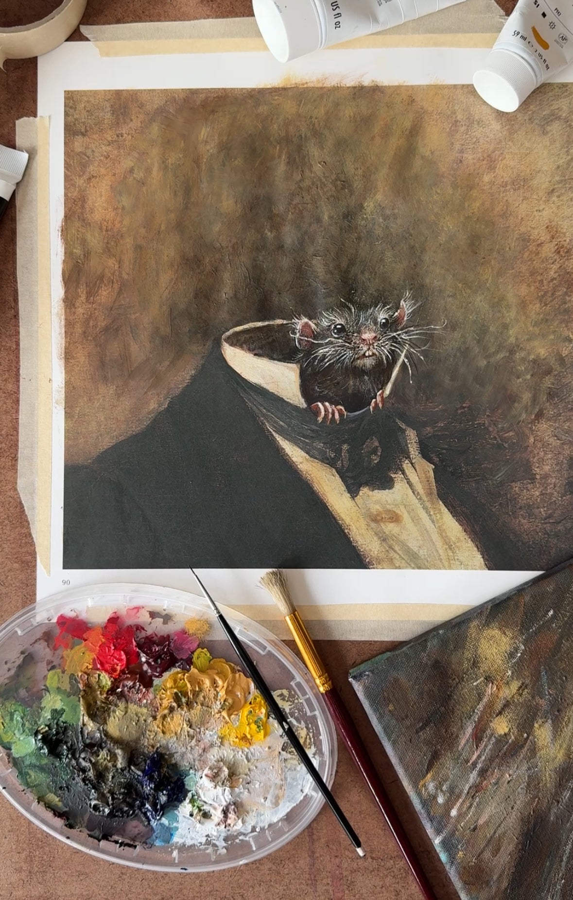 Common Garden Rat - original upcycled vintage art