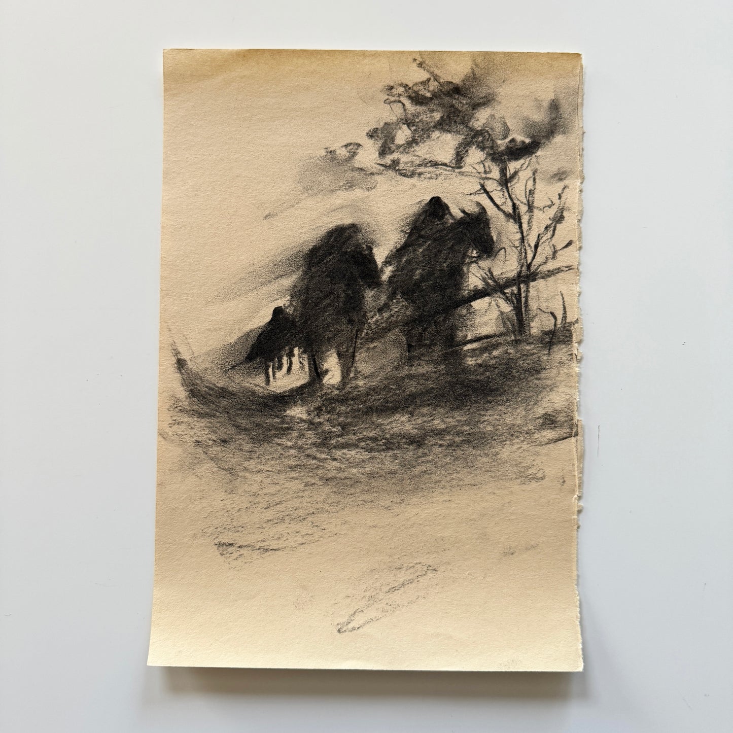 Riders No.3 - study, charcoal on paper