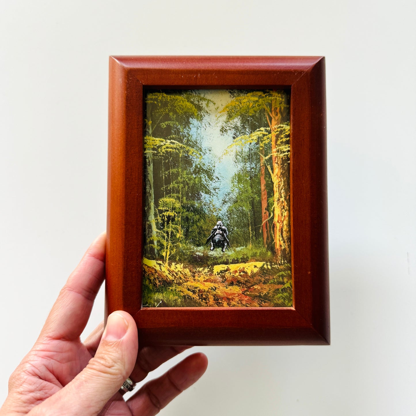 Speeder on Sanctuary Moon - PRINT in tiny wood frame, OOAK Show