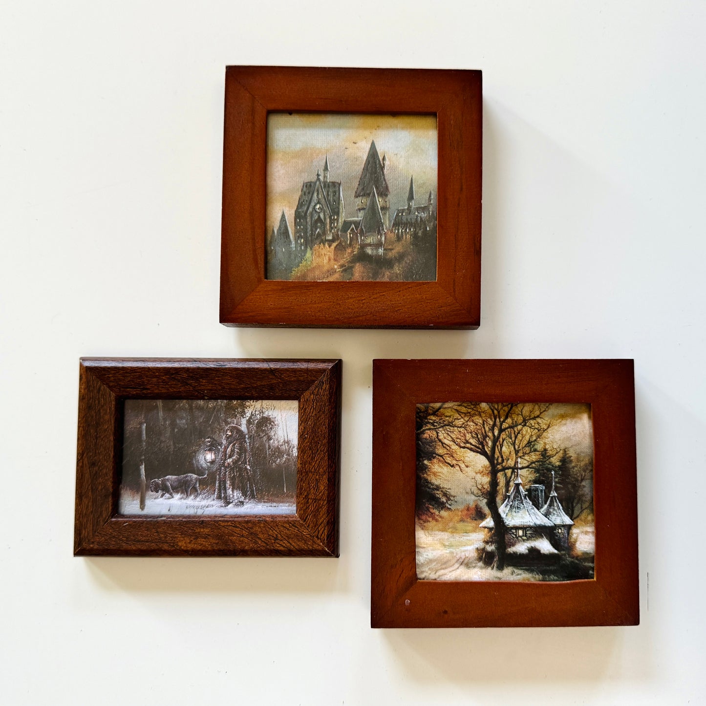 A Walk With Fang and Gamekeepers Hut - PRINT set in tiny wood frames OOAK Show