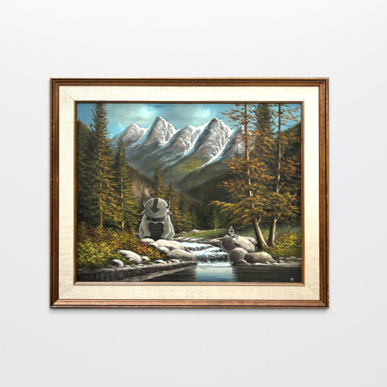 Bison Guardian, original upcycled vintage painting