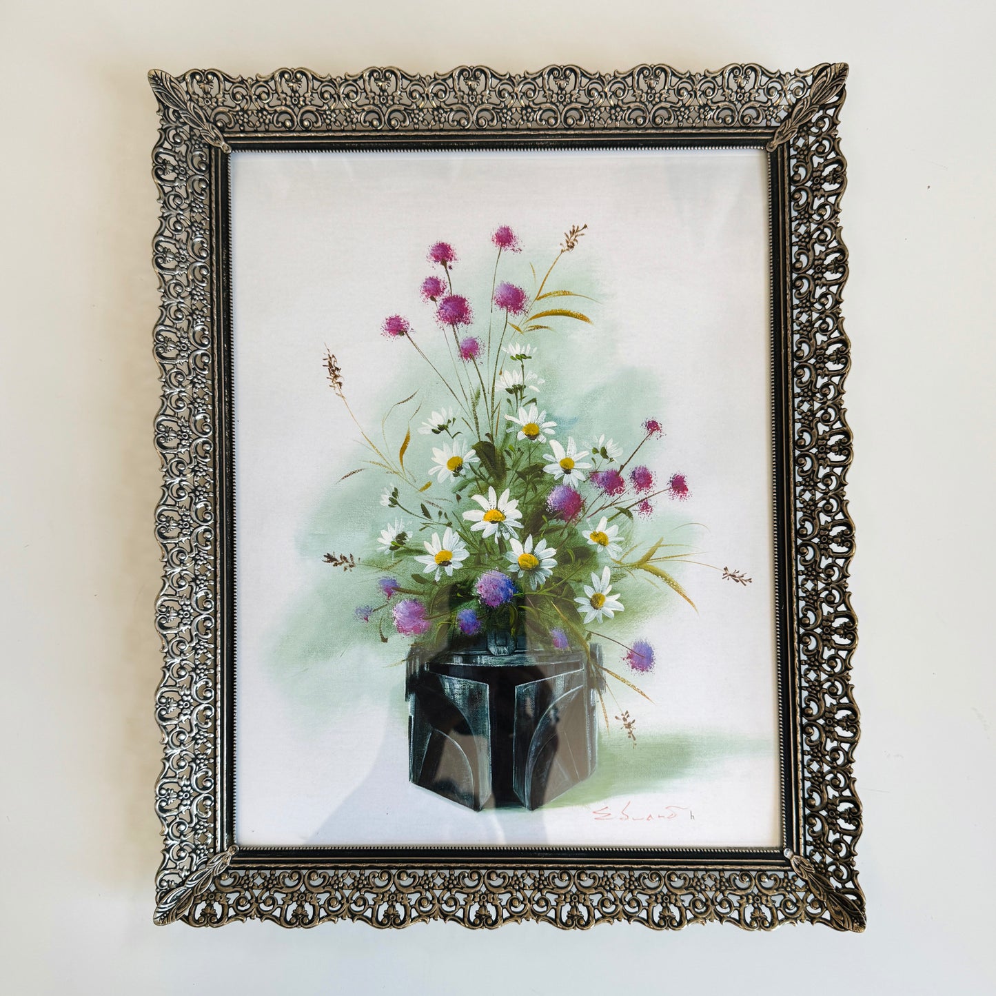 Dark Side Floral : The Dandalorian - PRINT 11x14 in Tin Frame, OOAK Show