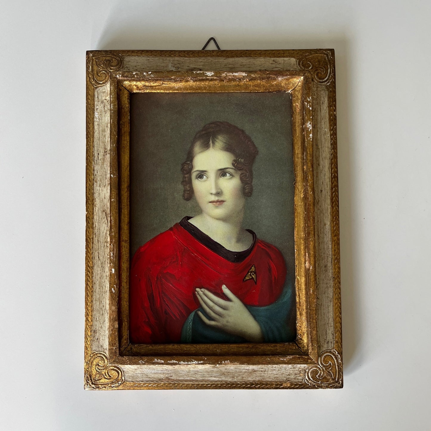 Red Shirt : Ensign Bonaparte, original upcycled vintage painting