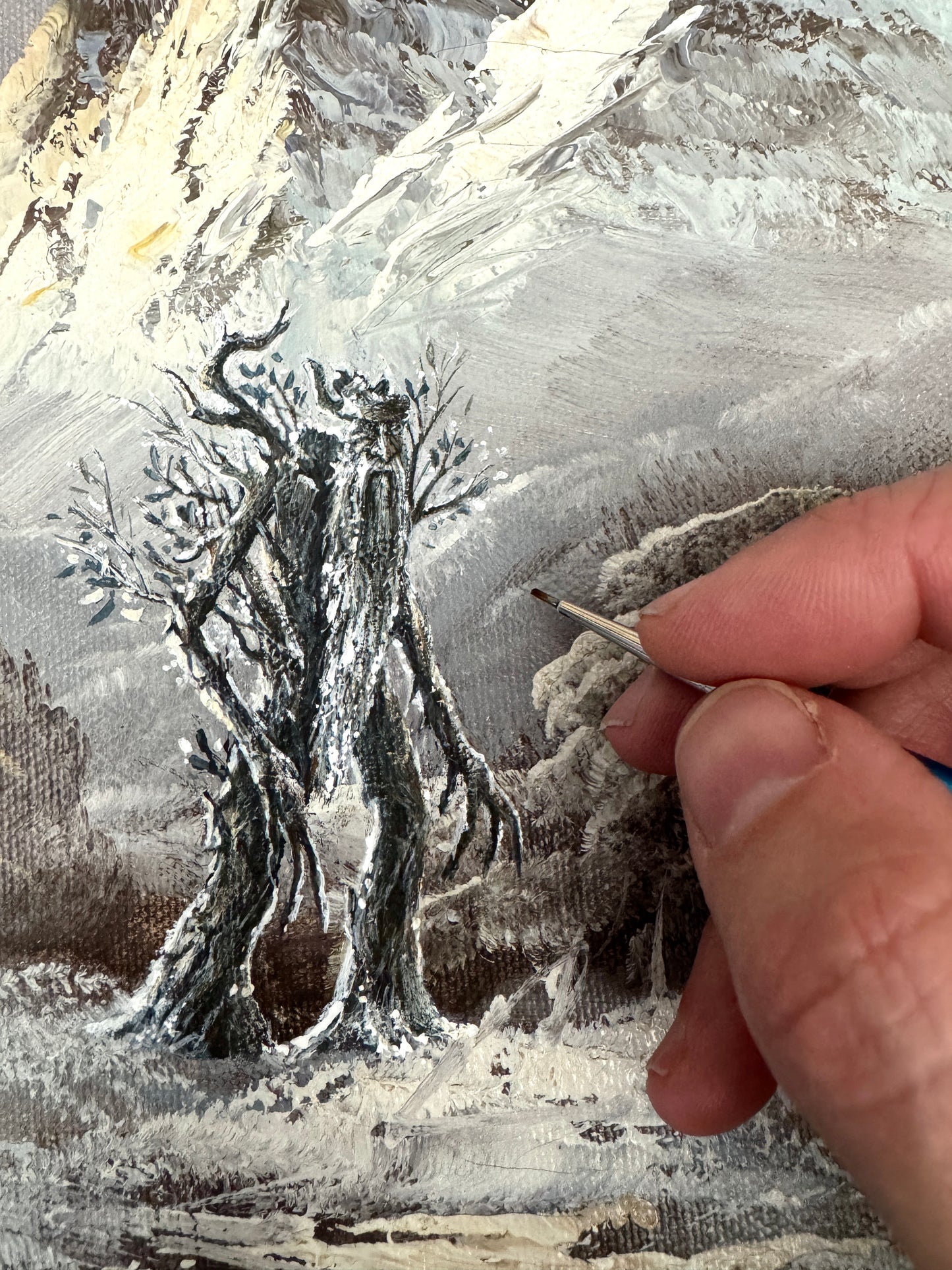 Ents : While Trees Sleep, Part 1, original upcycled vintage painting