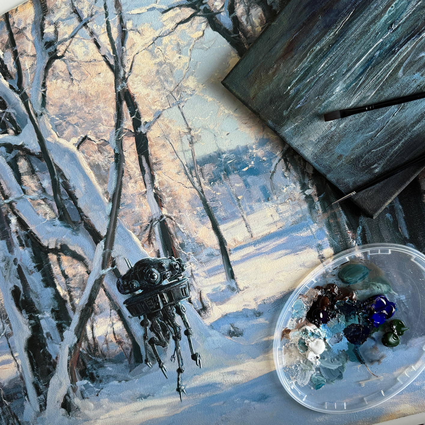 Winter Droid No.2, upcycled vintage painting