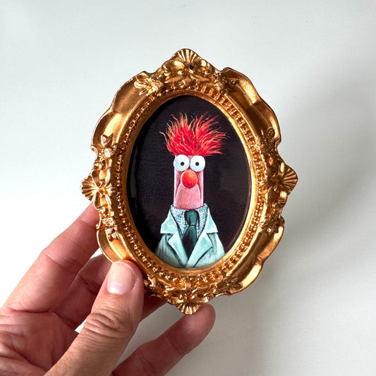 The Mad Scientist & His Assistant- PRINT in gold frame set of 2