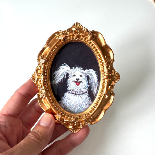 A Spoiled Little Dog - PRINT in gold frame