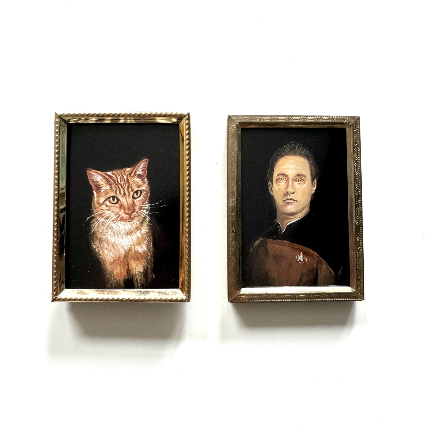 My Cat and I - PRINTs in Vintage Brass Frames