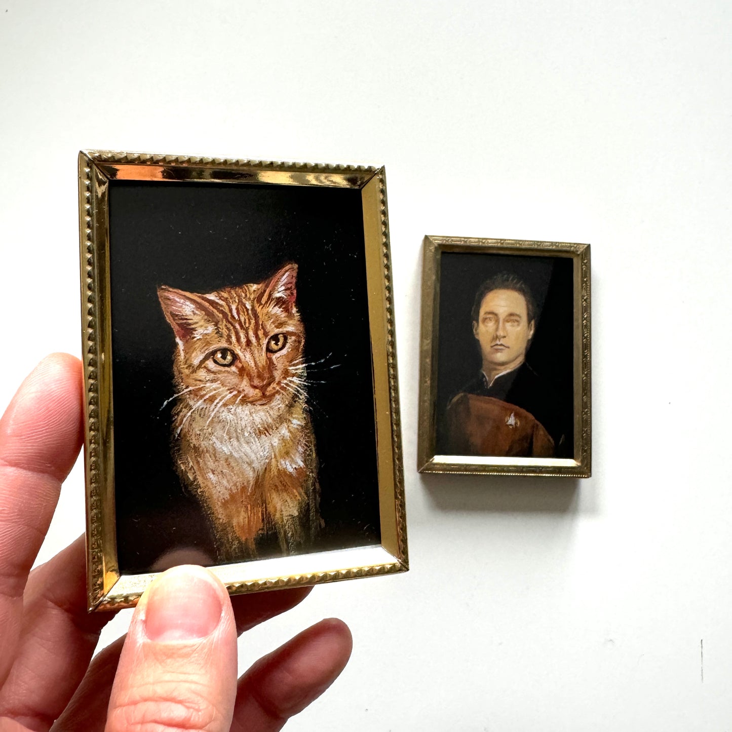 My Cat and I - PRINTs in Vintage Brass Frames