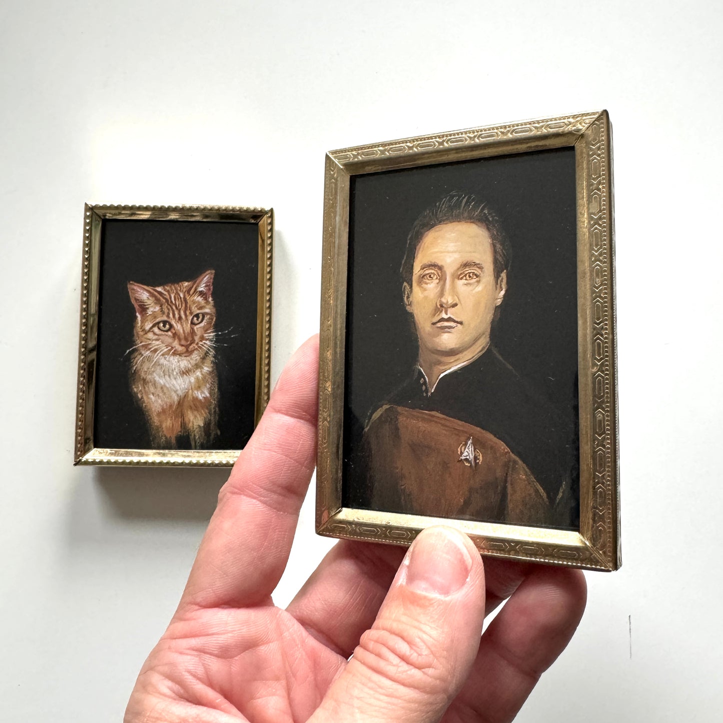 My Cat and I - PRINTs in Vintage Brass Frames