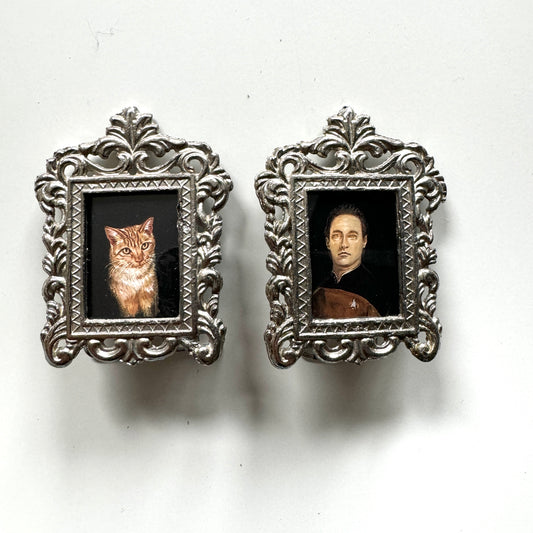 My Cat and I - PRINTs in tiny reclaimed frames