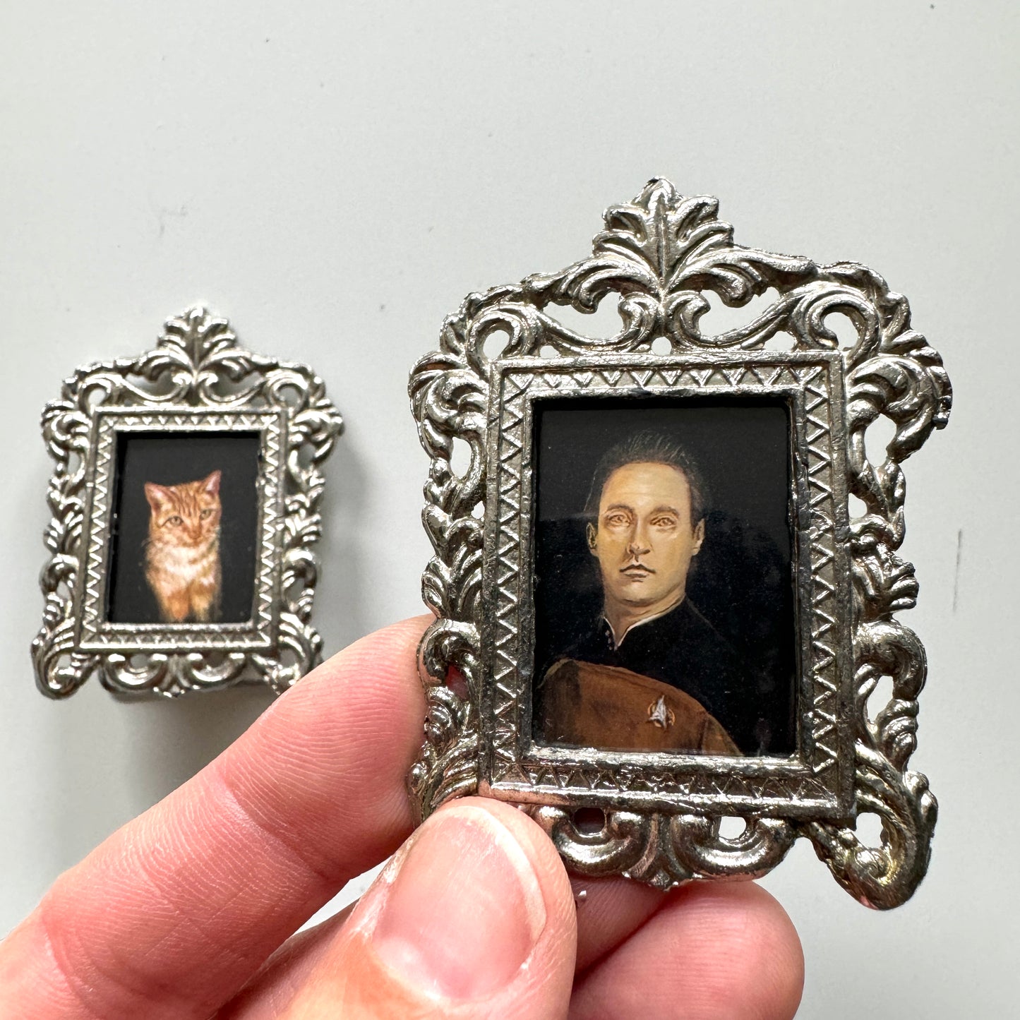 My Cat and I - PRINTs in tiny reclaimed frames