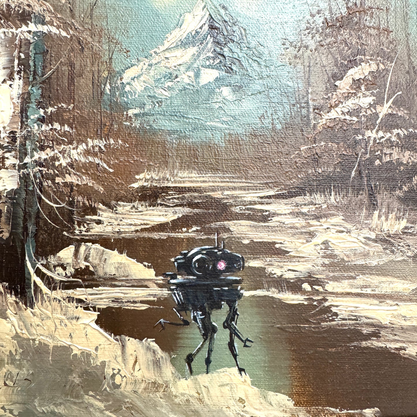 Ice Planet Droid - original upcycled vintage painting OOAK Show