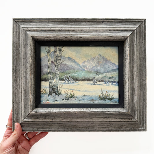 Tiny Tauntauns, upcycled vintage painting