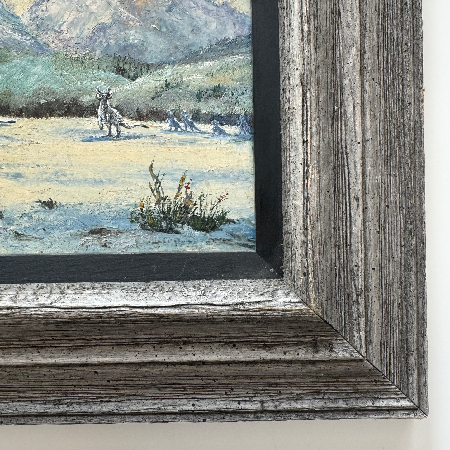 Tiny Tauntauns, upcycled vintage painting