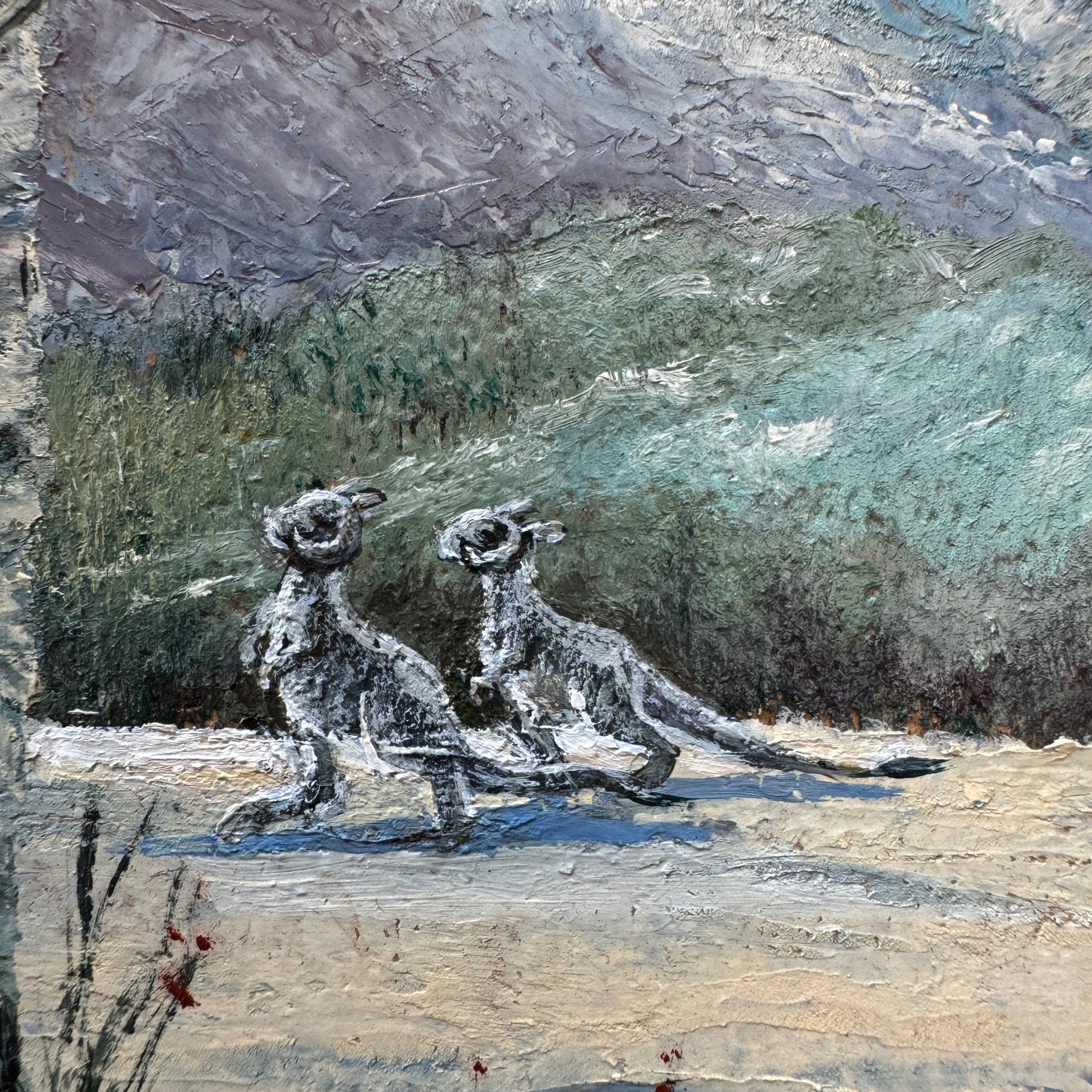 Tiny Tauntauns, upcycled vintage painting