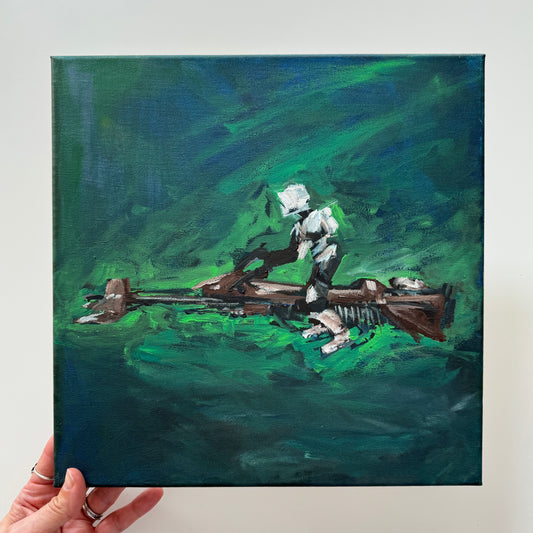 AVAILABLE MAY THE 4th - Sketch : Speederbike, acrylic on canvas