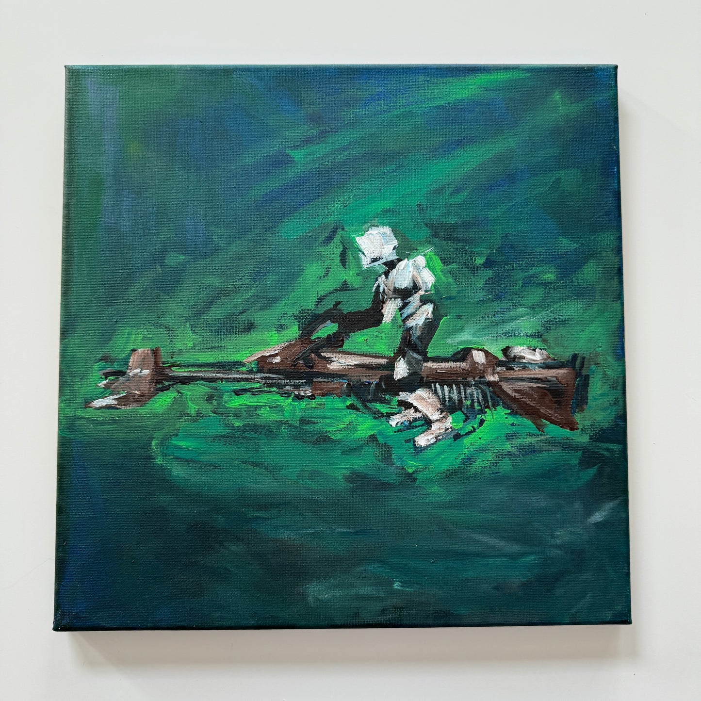 RESERVED FOR REBEKAH - Sketch : Speederbike, acrylic on canvas