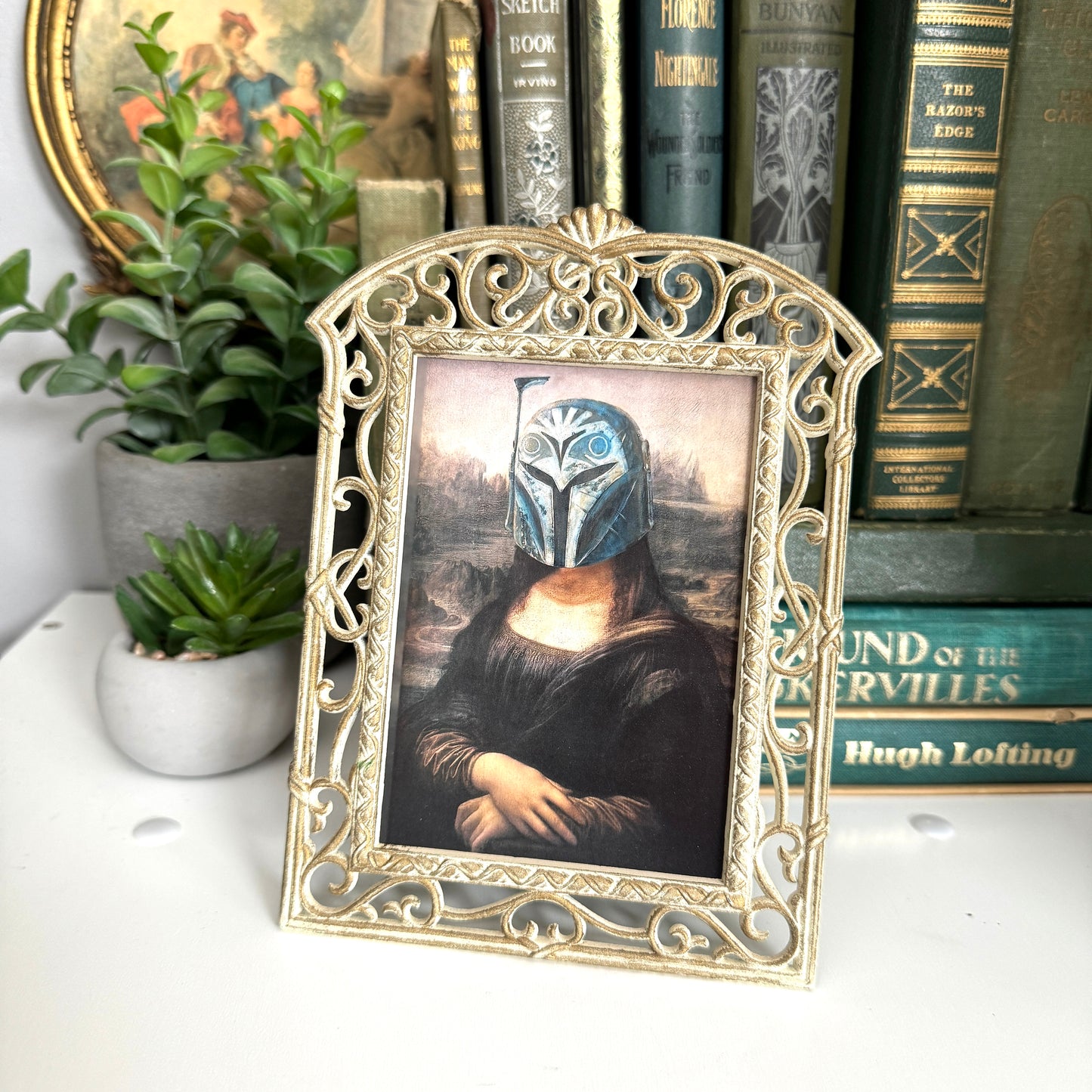 Mandolisa - PRINT in Ornate Frame, White Metal