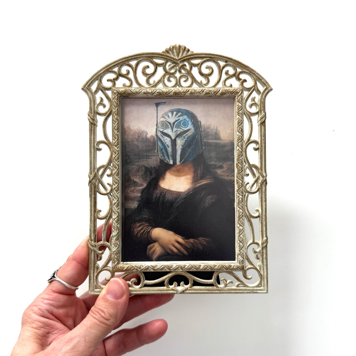 Mandolisa - PRINT in Ornate Frame, White Metal