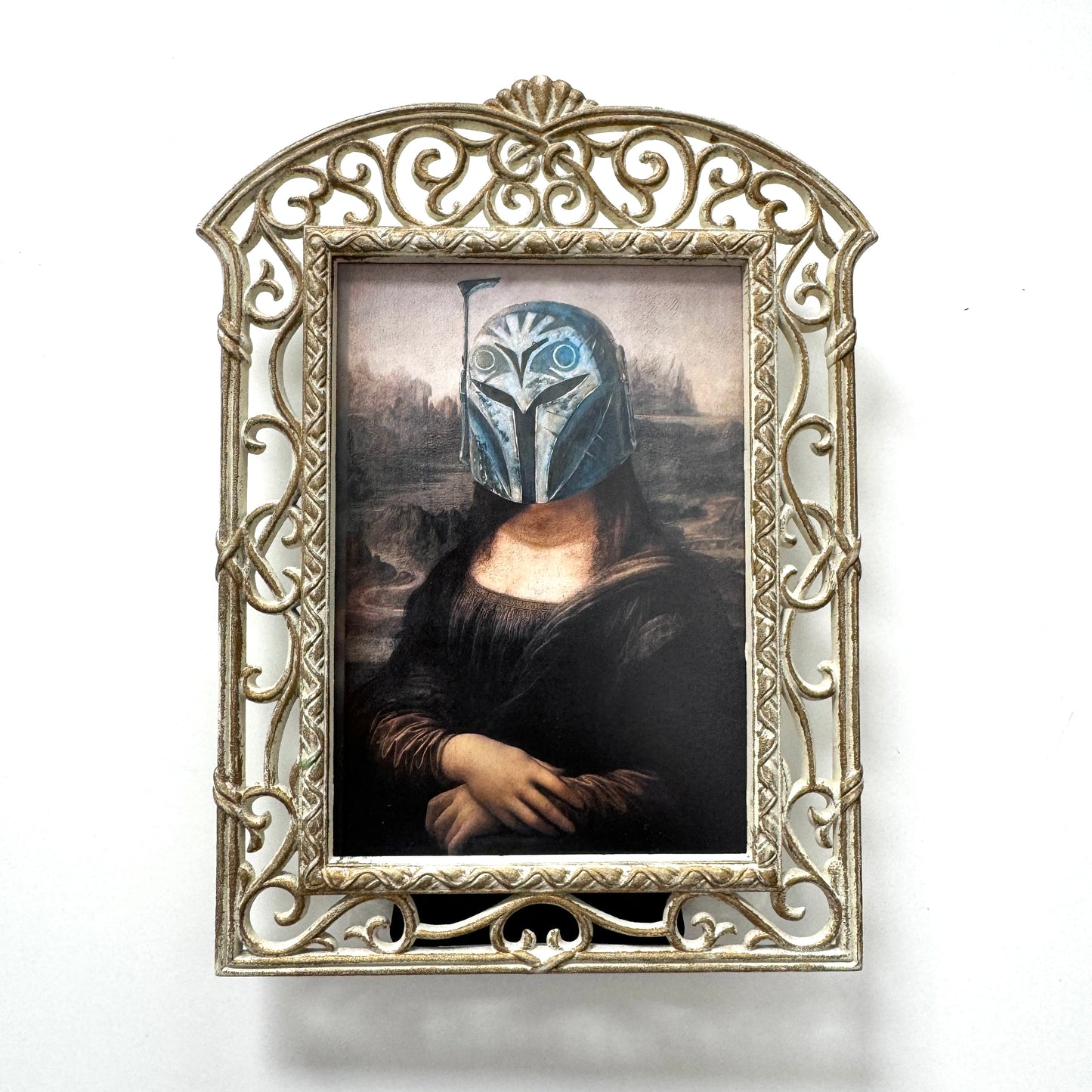 Mandolisa - PRINT in Ornate Frame, White Metal