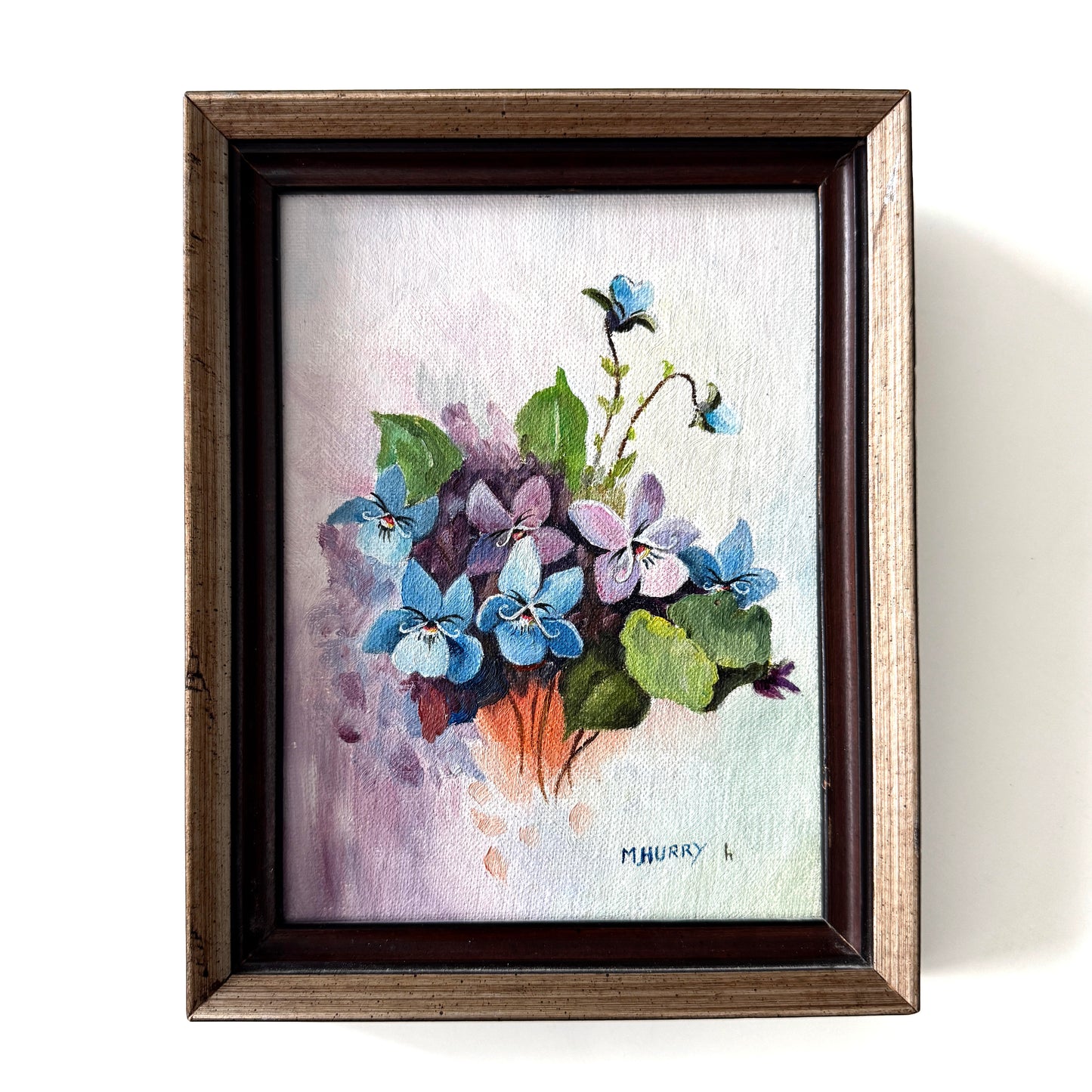 Alice's Flowers : Snobby Violets, original upcycled vintage art