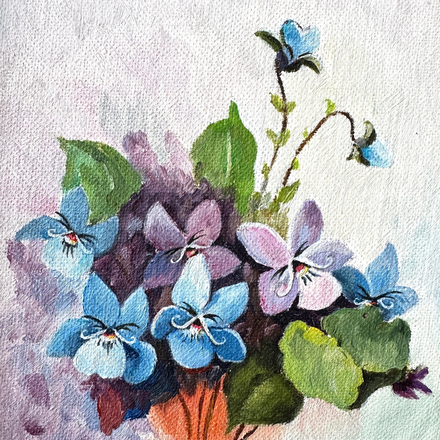 Alice's Flowers : Snobby Violets, original upcycled vintage art