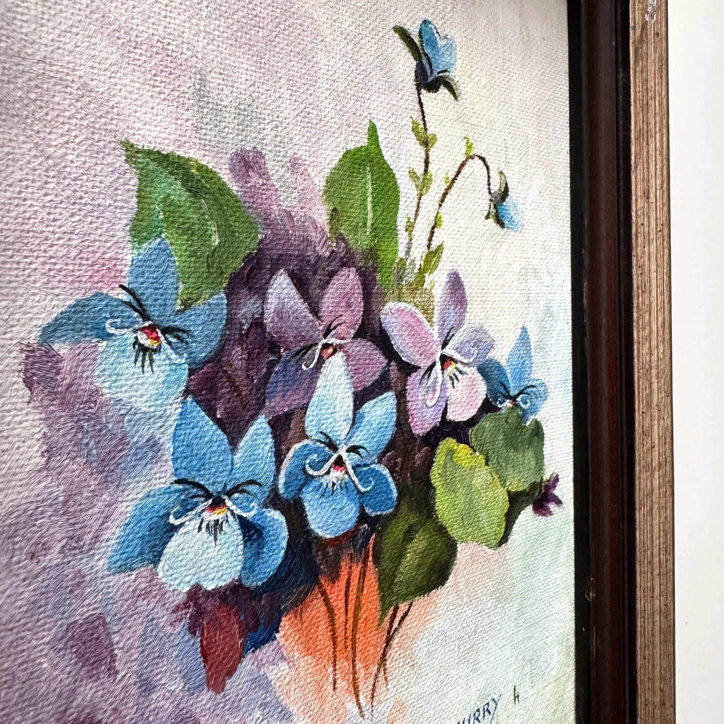 Alice's Flowers : Snobby Violets, original upcycled vintage art