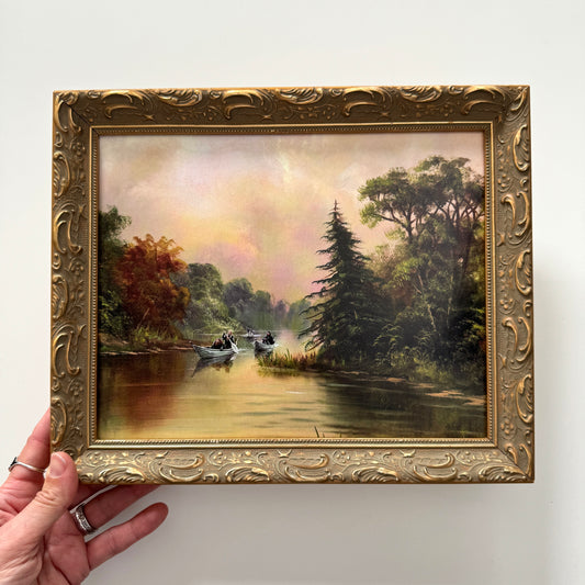 Fellowship Along the River Anduin - PRINT in gold wood frame