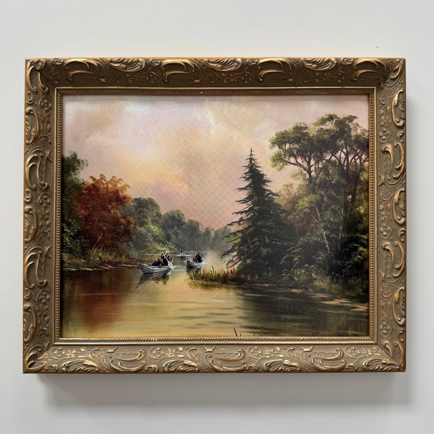 Fellowship Along the River Anduin - Gold Wood, framed print