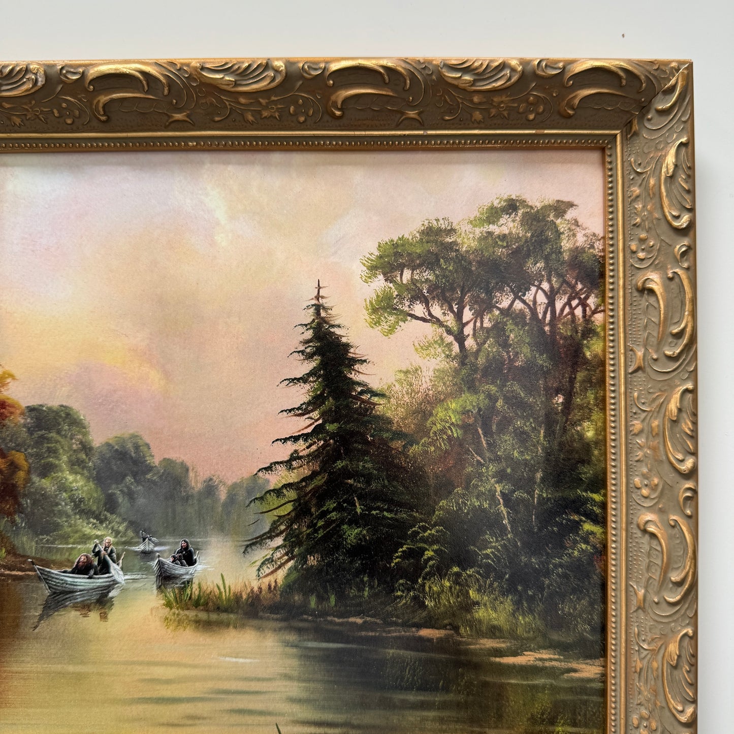 Fellowship Along the River Anduin - Gold Wood, framed print