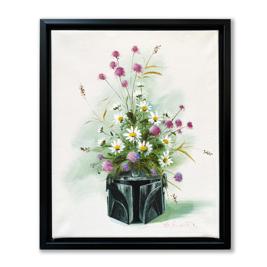 Dark Side Floral : The Dandalorian, upcycled vintage painting