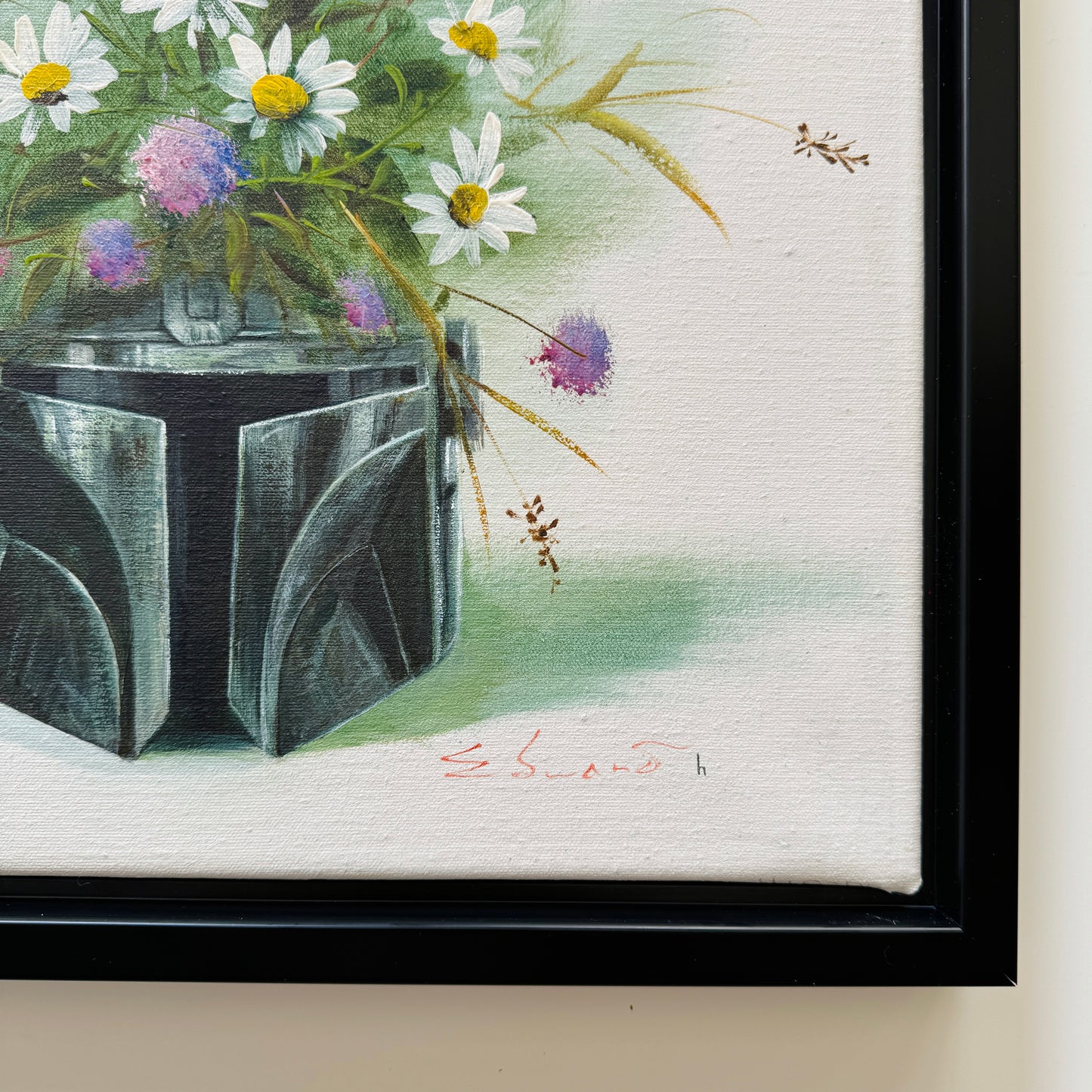 Dark Side Floral : The Dandalorian, upcycled vintage painting