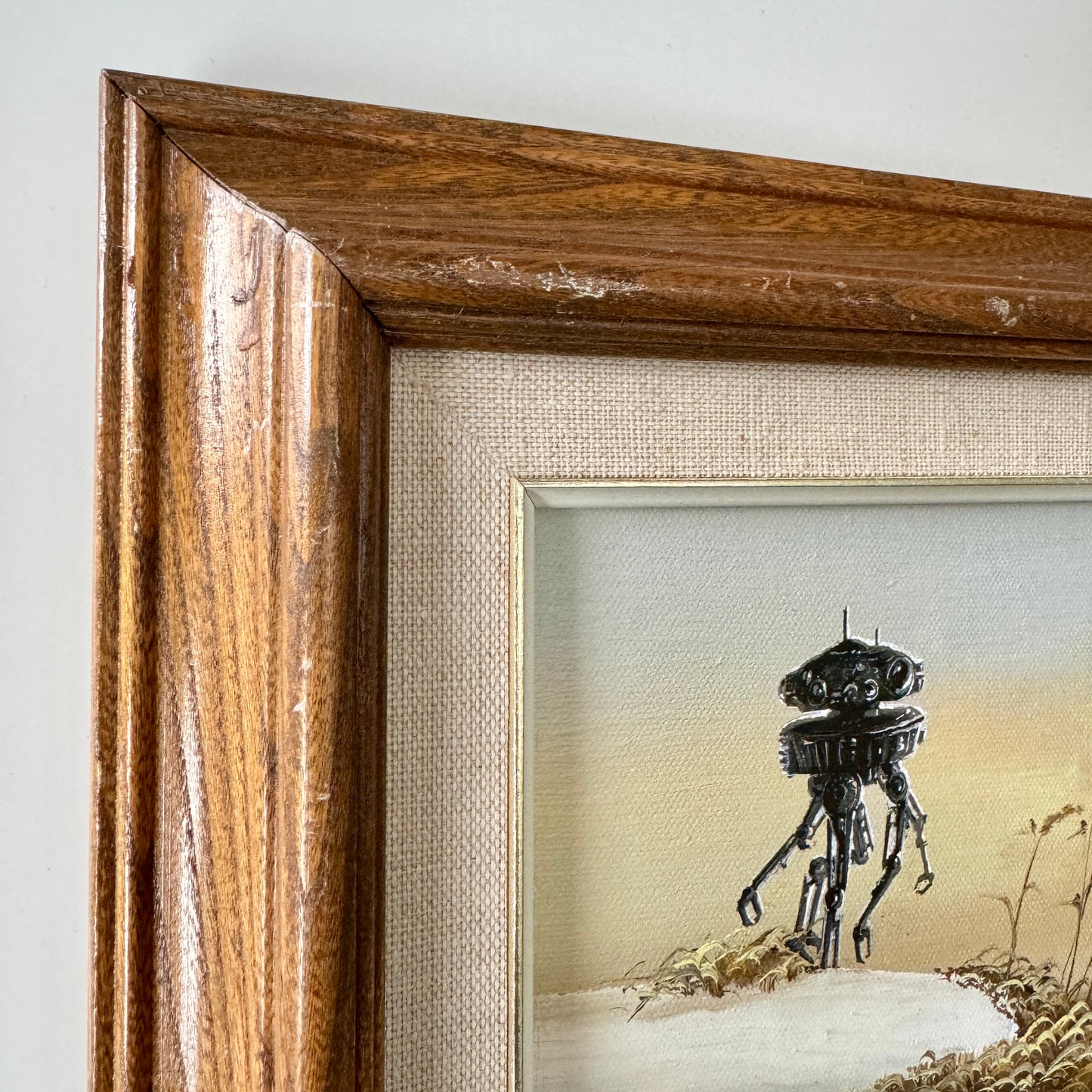 Beach Droid, upcycled vintage painting