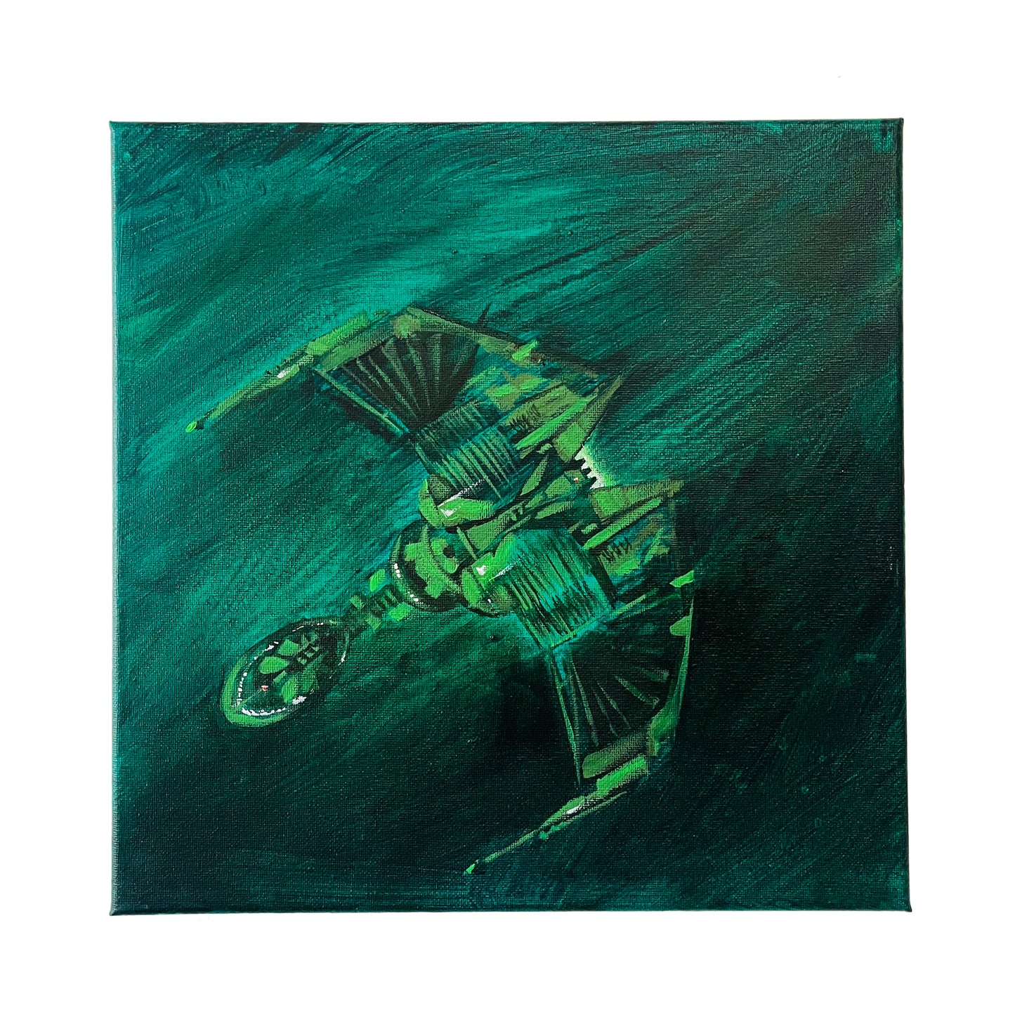 Sketch : Klingon Bird of Prey, Top original acrylic painting