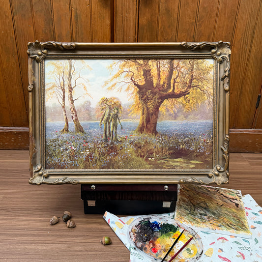 Memories of Fangorn : A Walk In The Garden, original upcycled vintage painting