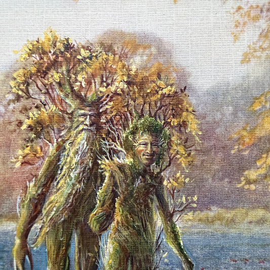 Memories of Fangorn : A Walk In The Garden, original upcycled vintage painting