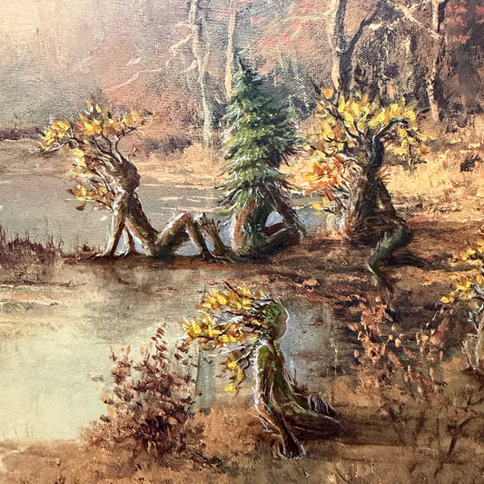Memories of Fangorn : Storytime, original upcycled vintage painting