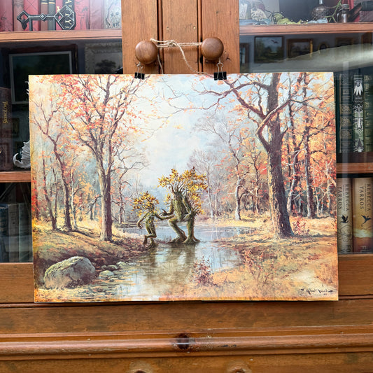 Memories of Fangorn : Embrace, original upcycled vintage painting