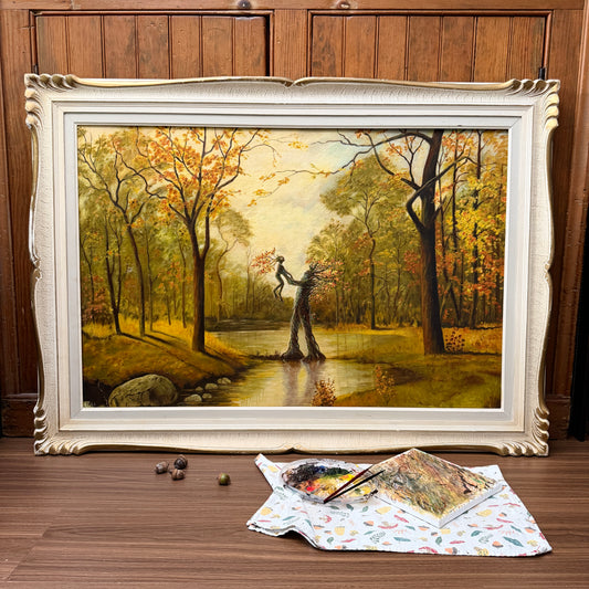 Memories of Fangorn : Higher! original upcycled vintage painting