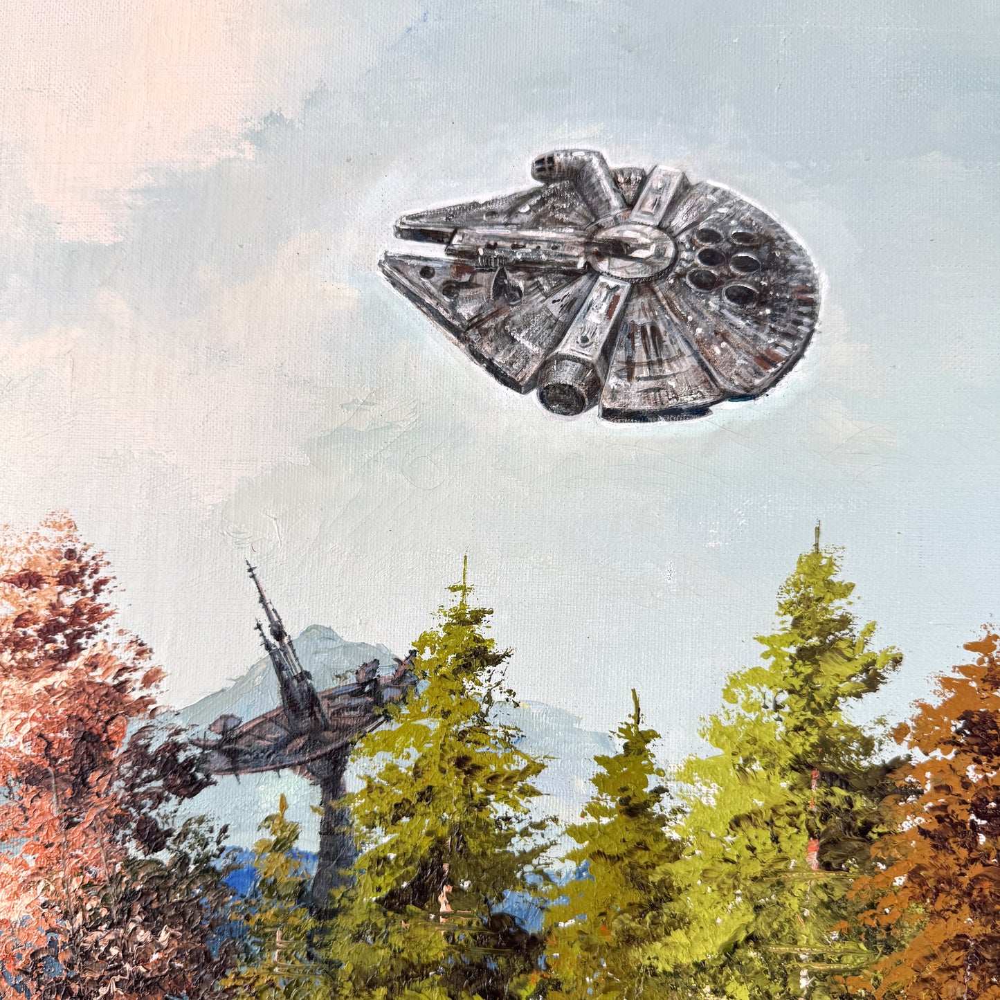 Yub Nub, original upcycled vintage painting