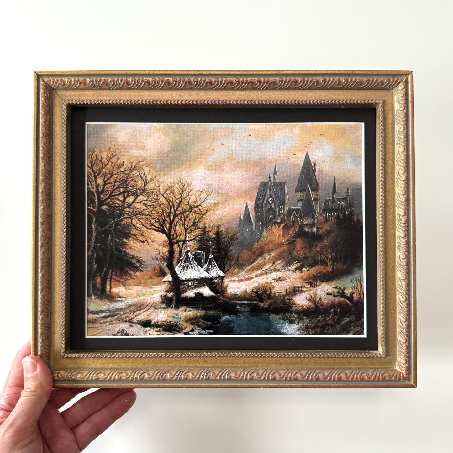 The Gamekeeper's Hut - PRINT 8x10 in gold wood frame